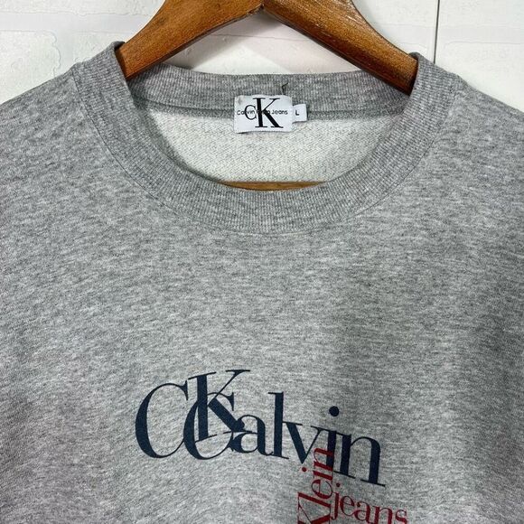Calvin Klein Mens Crewneck Sweatshirt Size Large Vintage Made In Usa Cotton - Picture 2 of 12